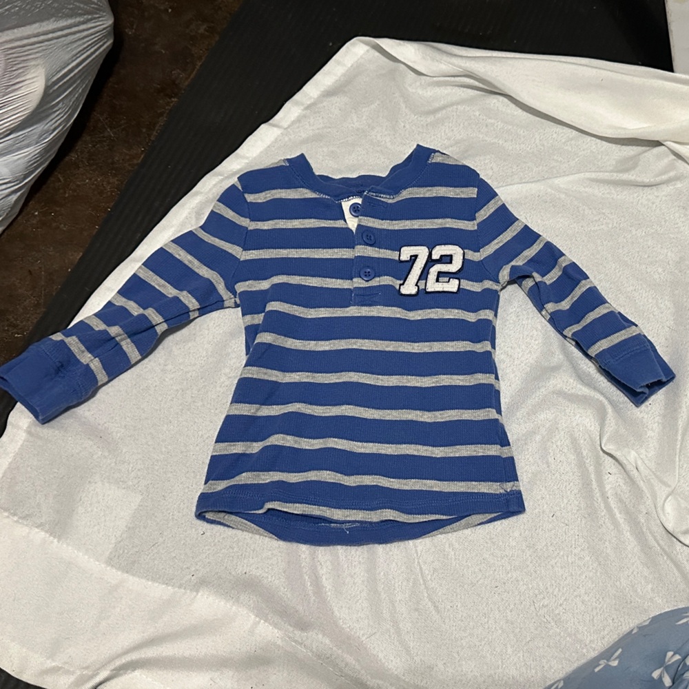 Carter's Blue and Gray Striped Long Sleeve Tee